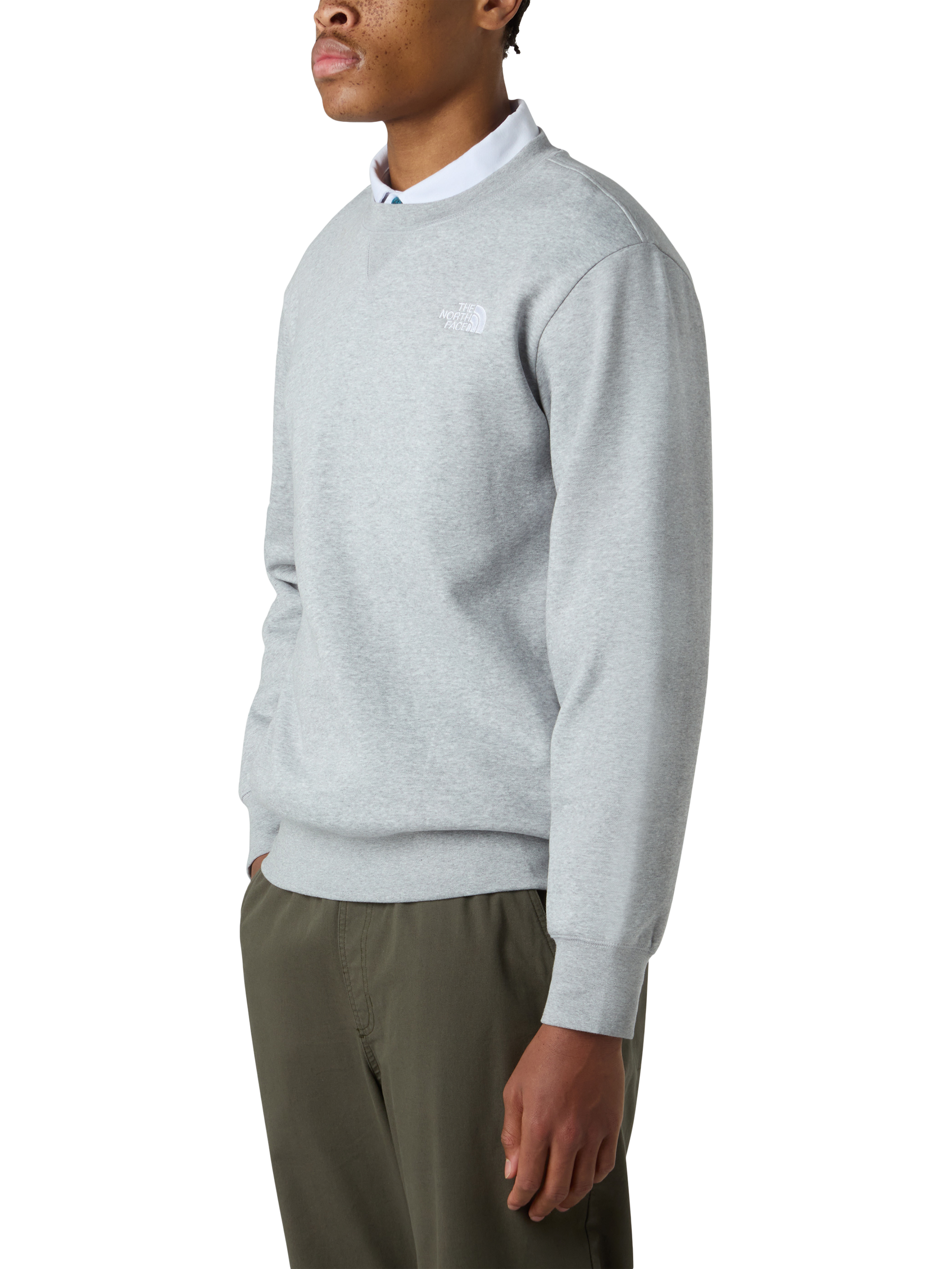 Product image 1 of 5, which shows The North Face Cotton Blend Crew Neck Jumper, Grey Heather, XL