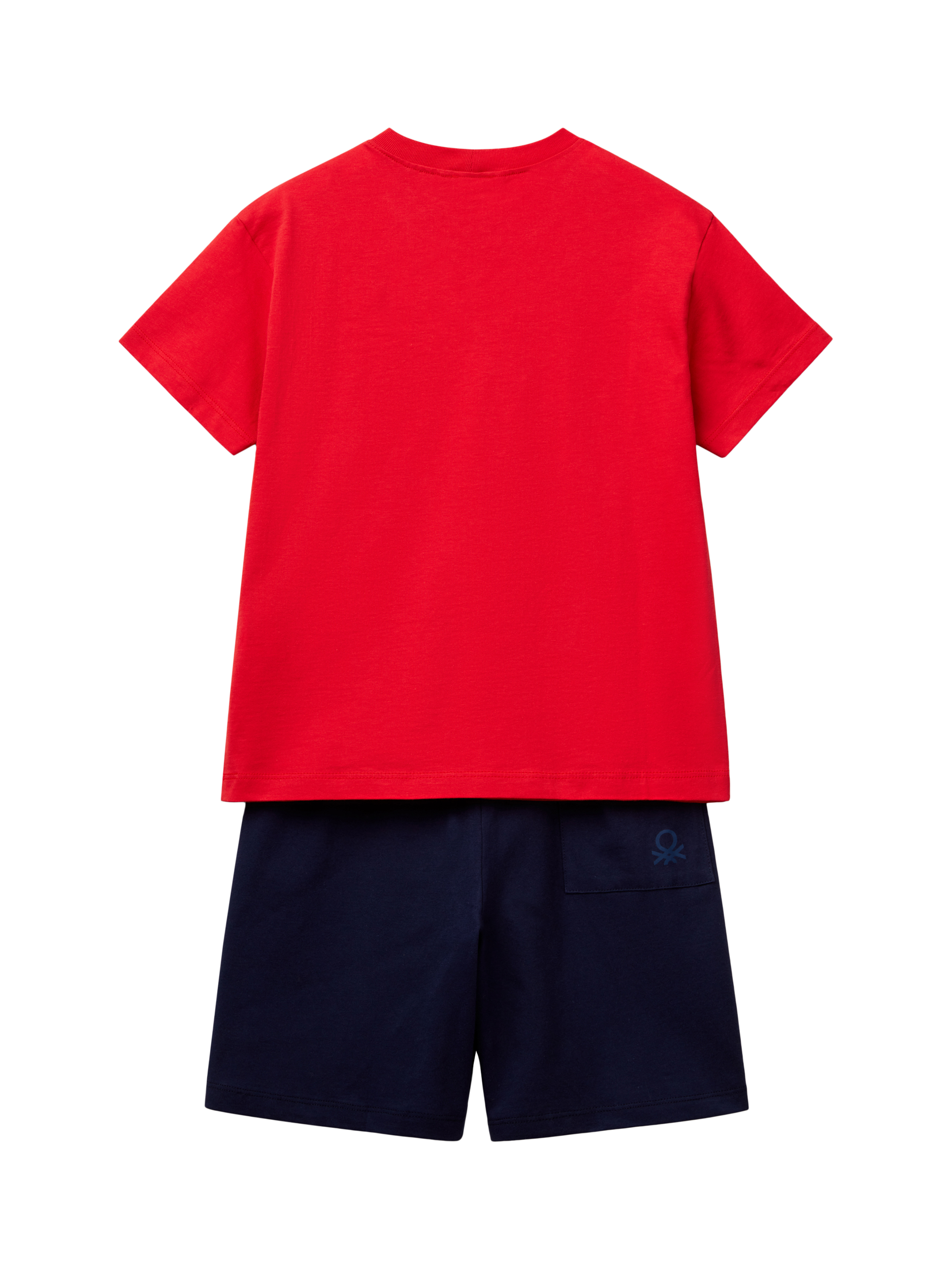 Product image 2 of 3, which shows Benetton Kids' Cotton Logo T-Shirt & Shorts Set, Red, 6-7 years