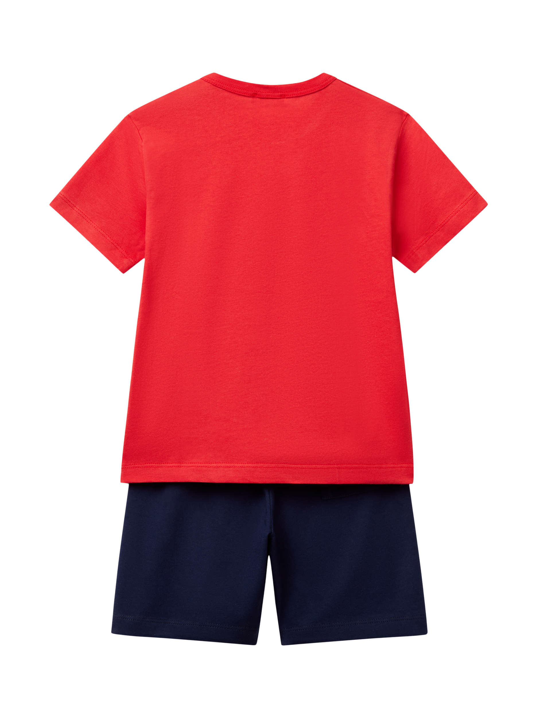 Product image 2 of 3, which shows Benetton Kids' Cotton Logo T-Shirt & Shorts Set, Red, 3-4 years