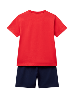 Benetton Kids' Cotton Logo T-Shirt & Shorts Set, Red - view 2, Red