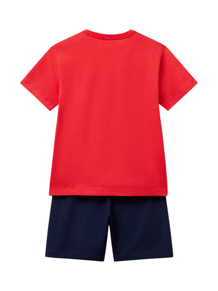 Benetton Kids' Cotton Logo T-Shirt & Shorts Set, Red - view 2, Red