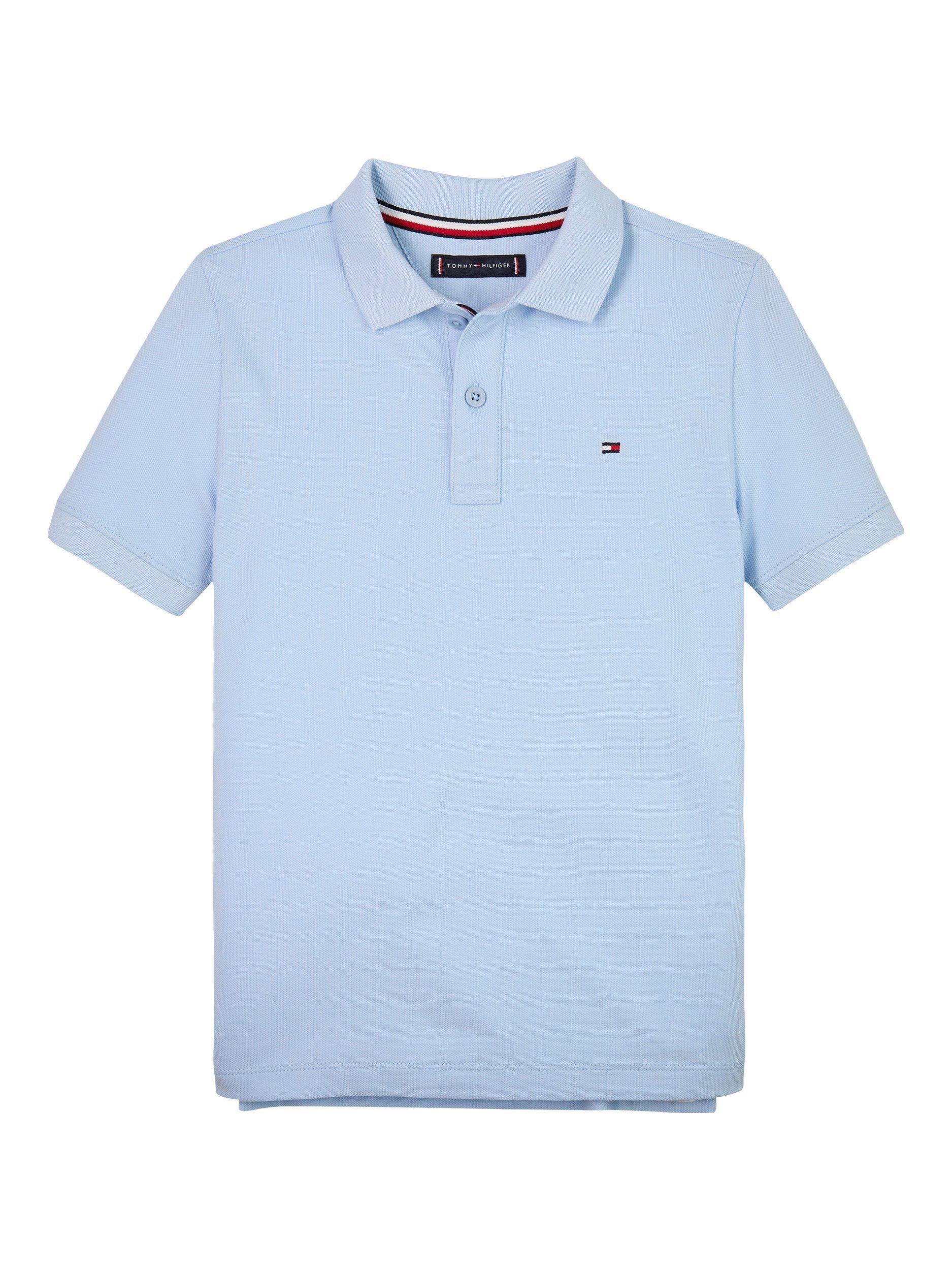 Product image 4 of 5, which shows Tommy Hilfiger Kids' Flag Short Sleeve Polo Shirt, Breezy Blue, 3 years