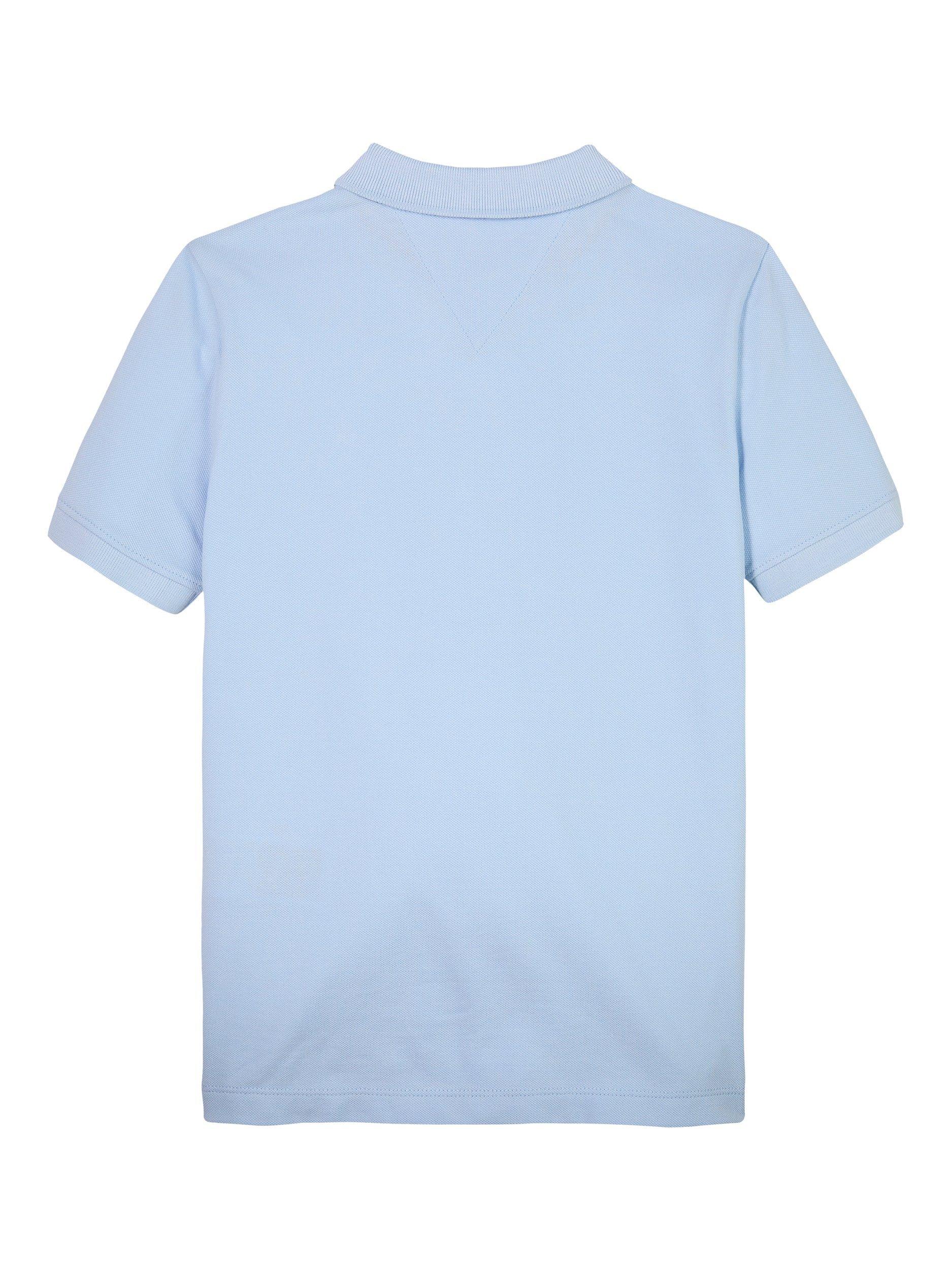 Product image 5 of 5, which shows Tommy Hilfiger Kids' Flag Short Sleeve Polo Shirt, Breezy Blue, 3 years