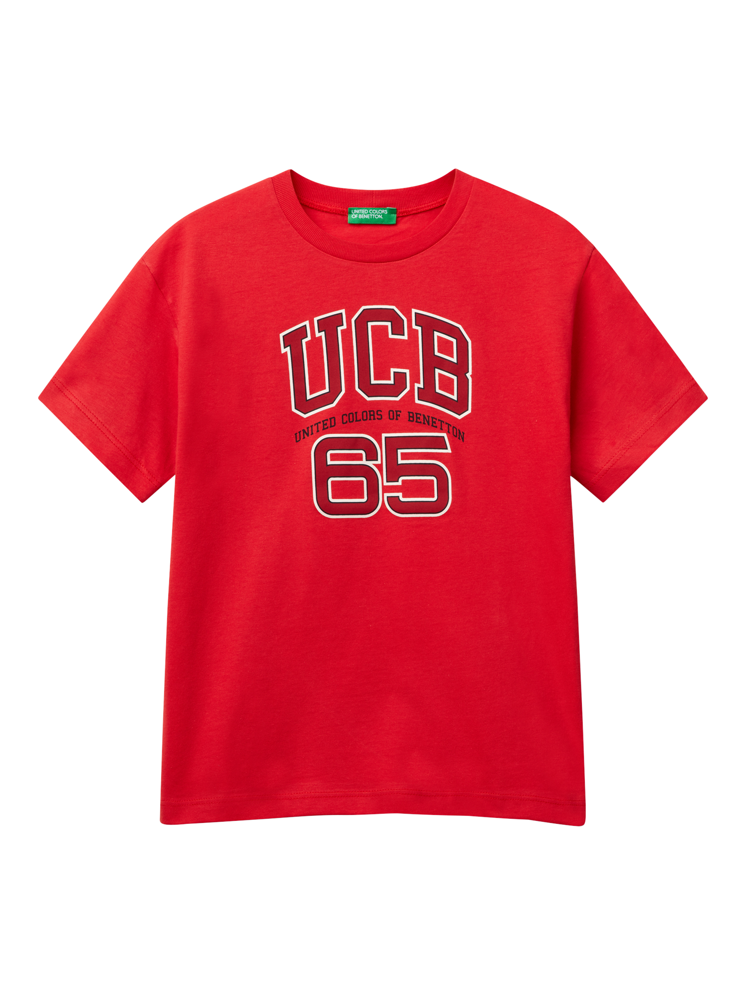 Product image 1 of 3, which shows Benetton Kids' Logo T-Shirt, Red, 6-7 years