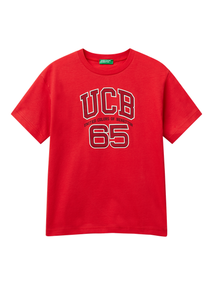 Benetton Kids' Logo T-Shirt, Red, Red