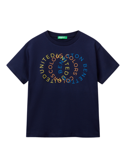 Benetton Kids' Logo T-Shirt, Night Blue, Night Blue
