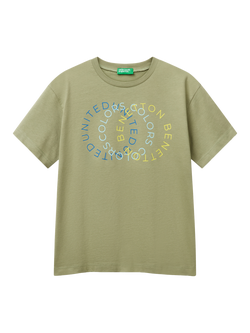 Benetton Kids' Logo T-Shirt, Olive Green, Olive Green