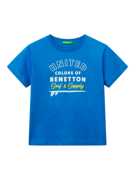Benetton Kids' Logo T-Shirt, Blue, Blue