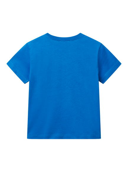 Benetton Kids' Logo T-Shirt, Blue - view 2, Blue