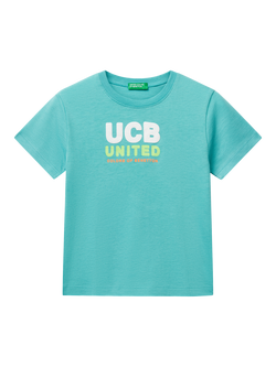 Benetton Kids' Logo T-Shirt, Teal Green, Teal Green