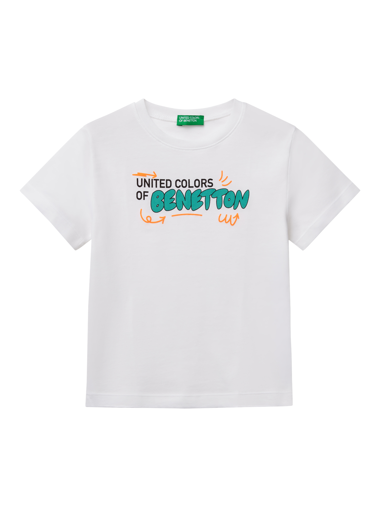 Product image 1 of 3, which shows Benetton Kids' Logo T-Shirt, Optical White, 3-4 years
