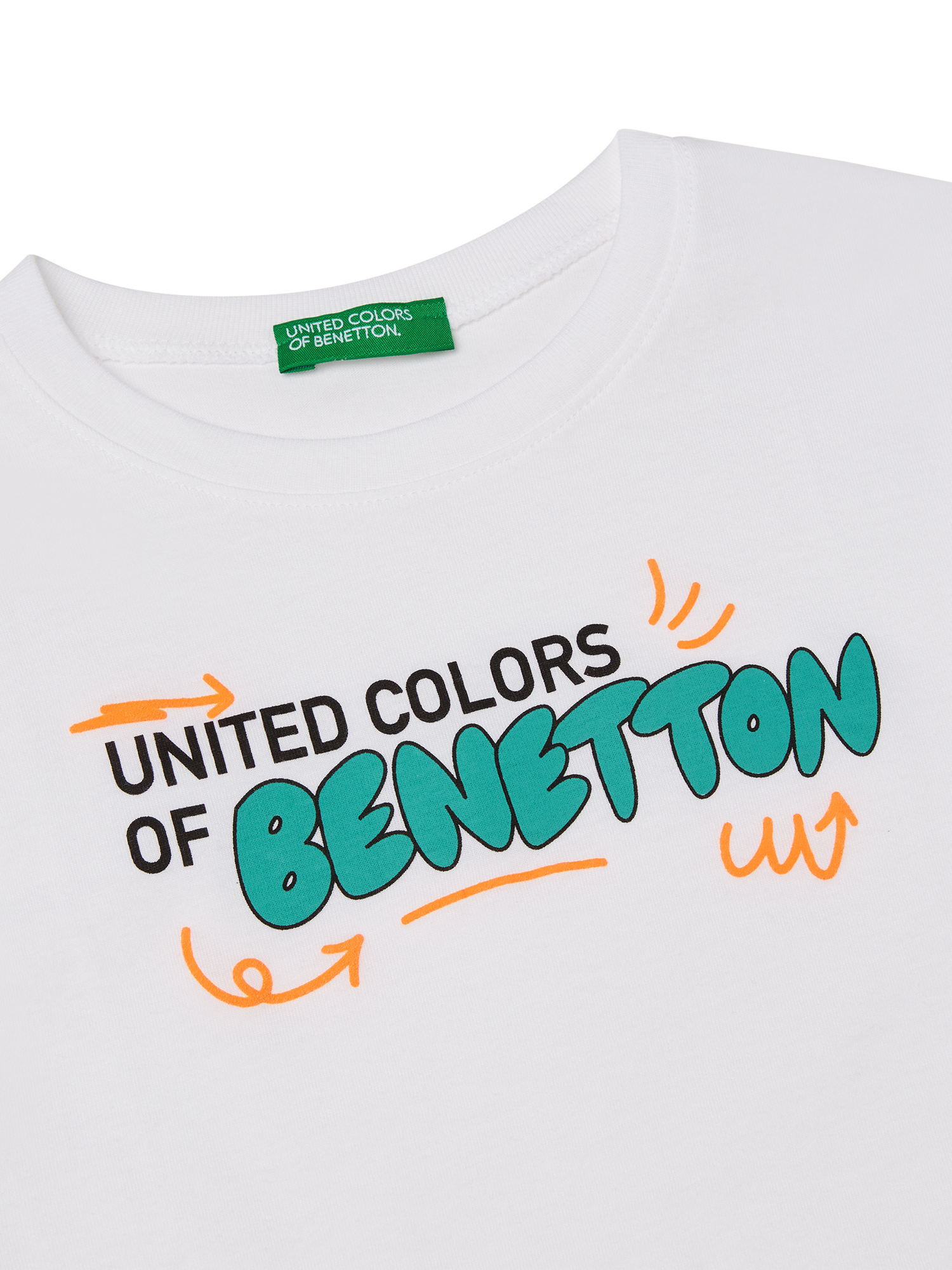 Product image 3 of 3, which shows Benetton Kids' Logo T-Shirt, Optical White, 3-4 years
