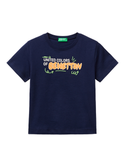 Benetton Kids' Logo T-Shirt, Night Blue, Night Blue