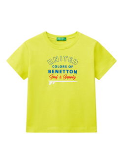 Benetton Kids' Logo T-Shirt, Lime, Lime