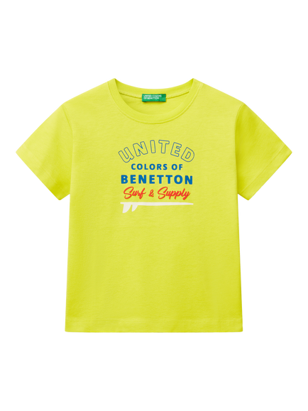 Benetton Kids' Logo T-Shirt, Lime, Lime