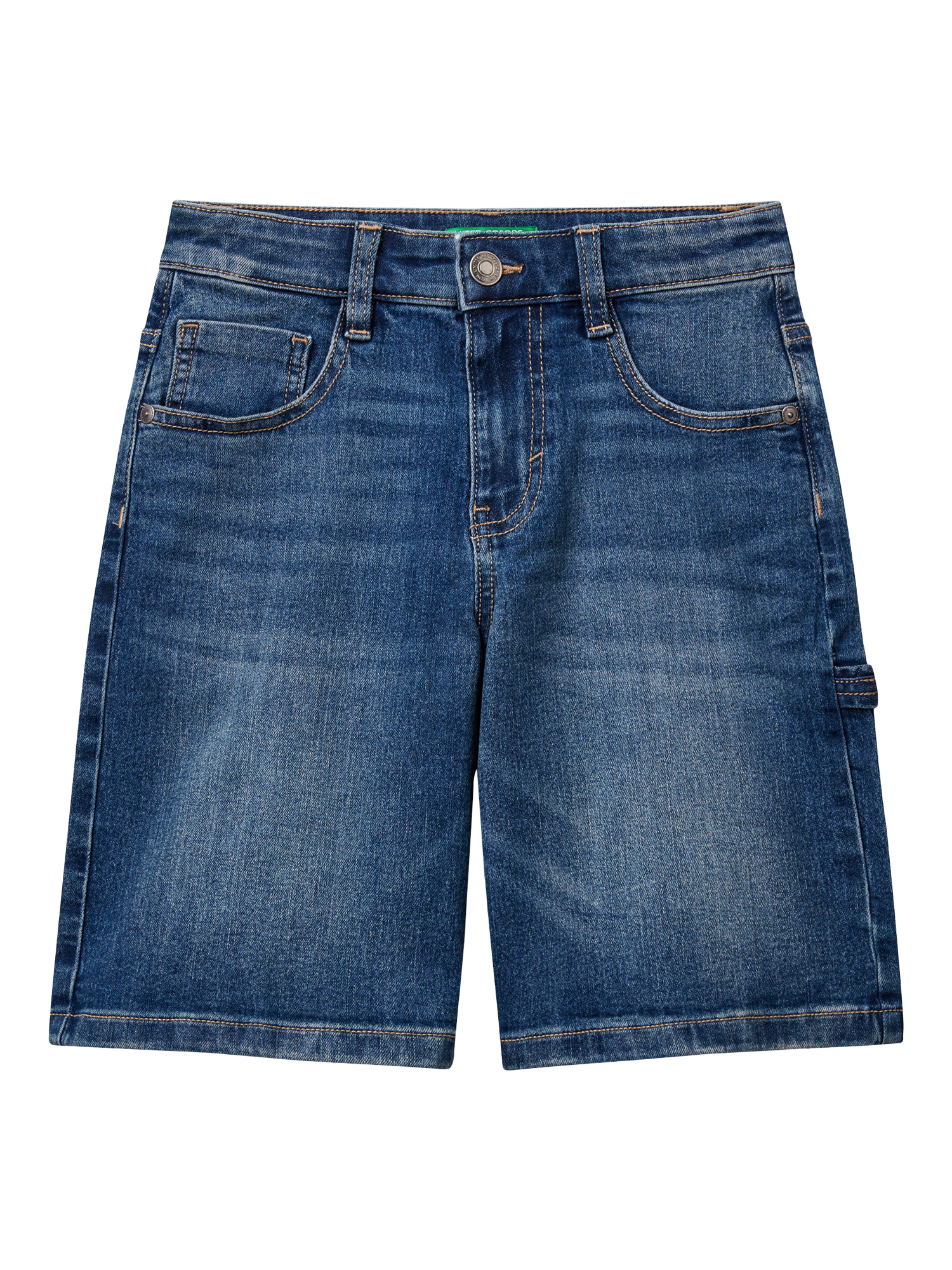 Product image 1 of 3, which shows Benetton Kids' Denim Shorts, Night Blue, 6-7 years