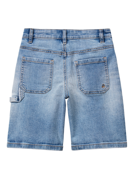 Benetton Kids' Denim Shorts, Blue - view 2, Blue