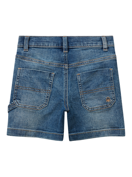 Benetton Kids' Denim Shorts, Blue - view 2, Blue