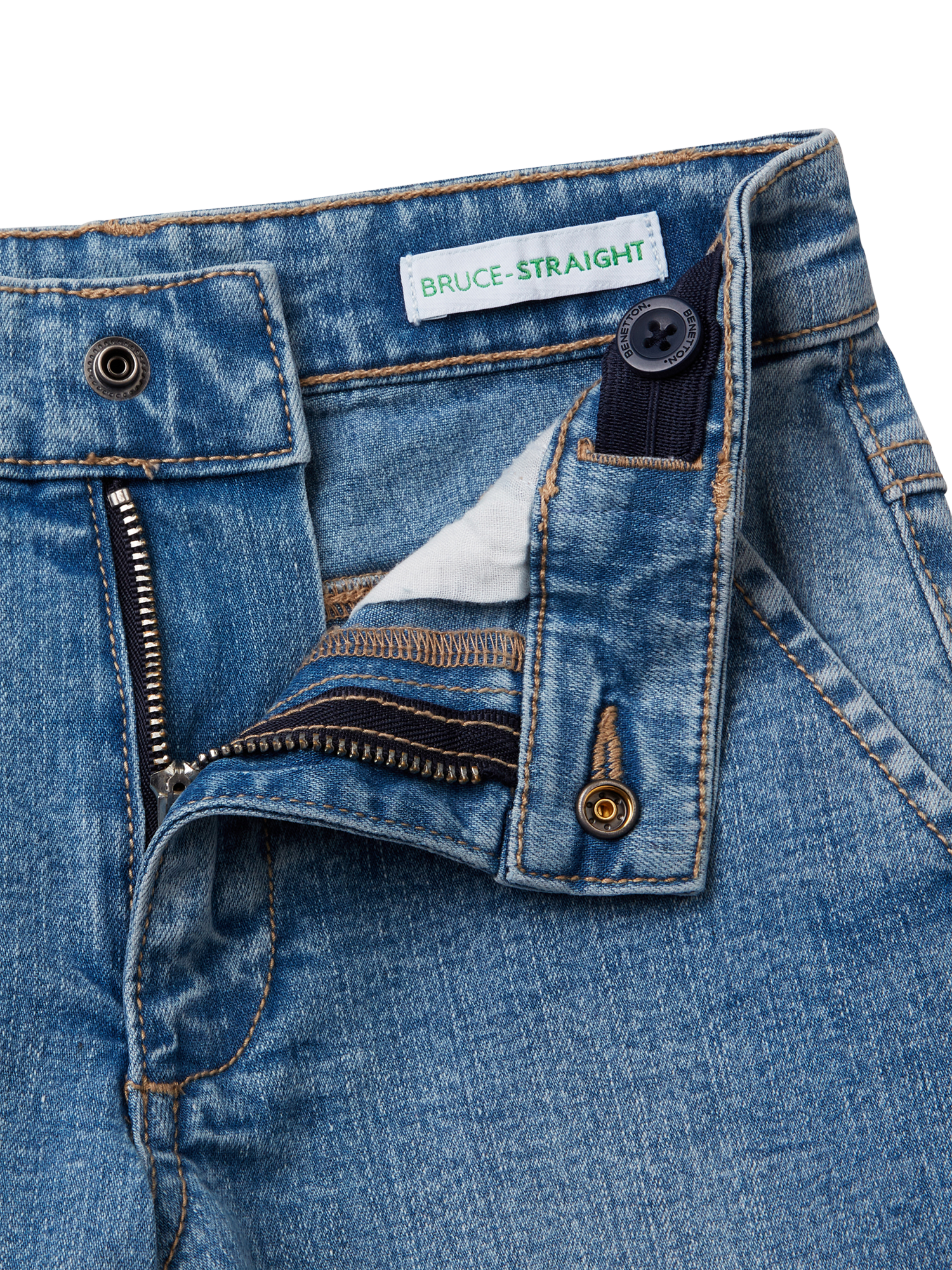 Product image 3 of 3, which shows Benetton Kids' Denim Worker Jeans, Blue, 4-5 years