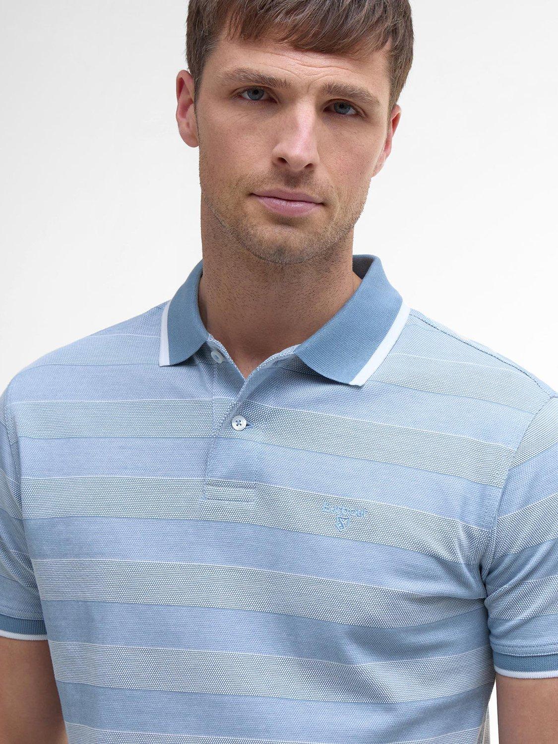 Product image 5 of 6, which shows Barbour Branton Cotton Polo Shirt, Bleached Blue, S