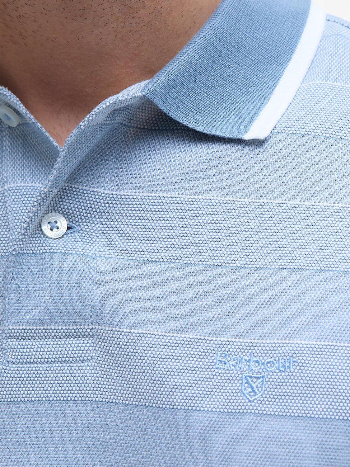Product image 6 of 6, which shows Barbour Branton Cotton Polo Shirt, Bleached Blue, S