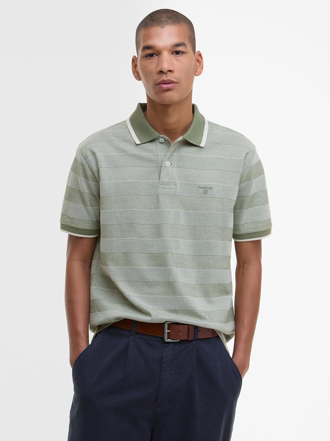 Product image 1 of 6, which shows Barbour Branton Cotton Polo Shirt, Light Moss, S