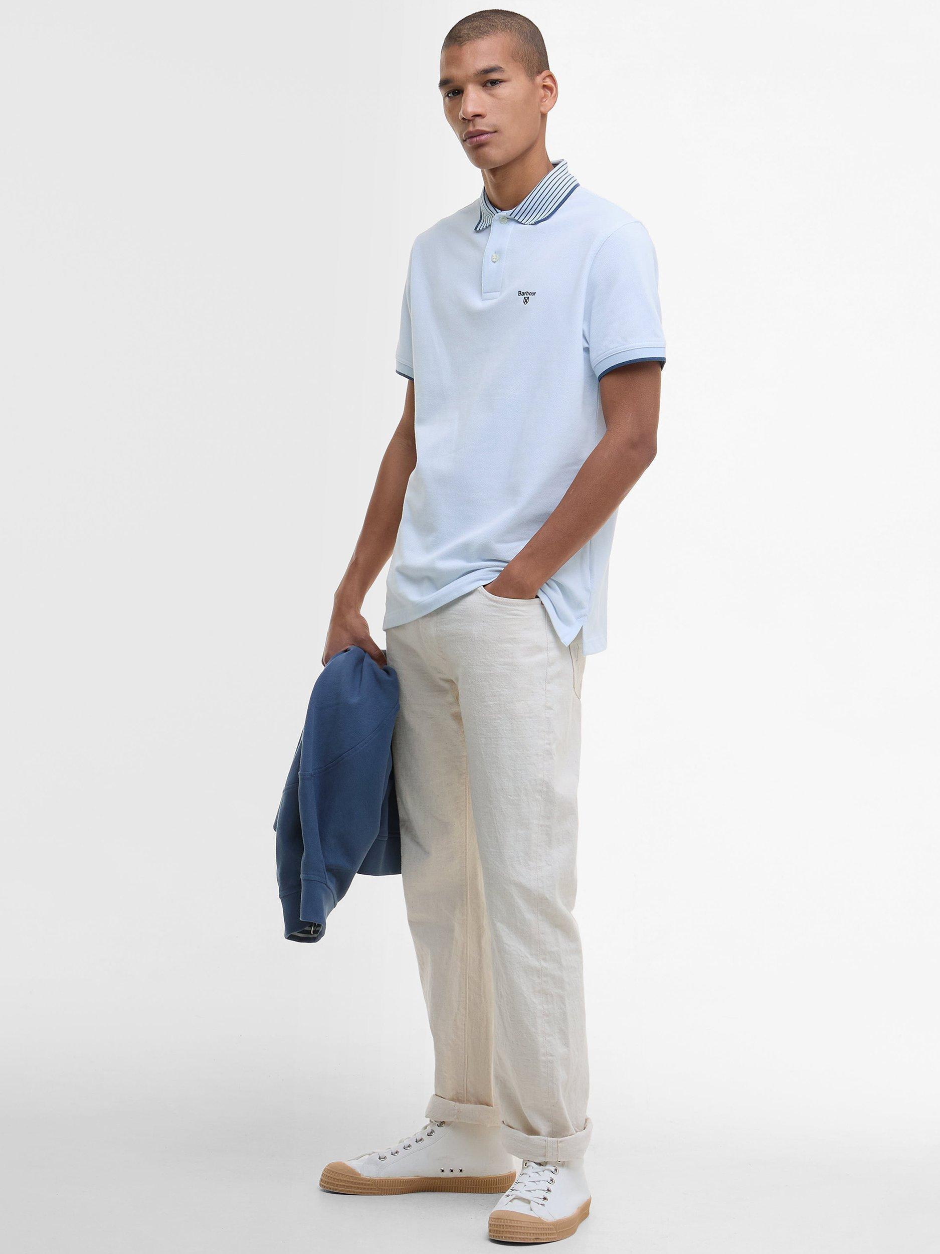Product image 3 of 6, which shows Barbour Denwick Polo Shirt, Bleached Blue, M