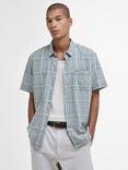 Barbour Coldingham Linen Blend Regular Fit Check Shirt, Light Moss