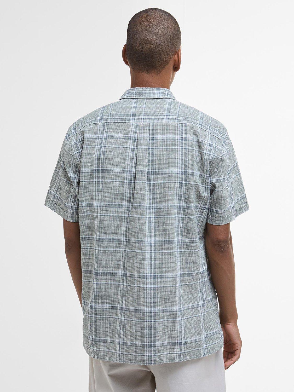 Product image 2 of 6, which shows Barbour Coldingham Linen Blend Regular Fit Check Shirt, Light Moss, S