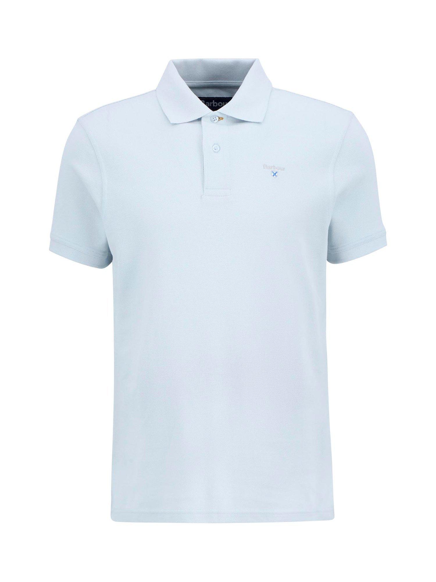 Product image 2 of 6, which shows Barbour Cotton Regular Fit Short Sleeve Sports Polo Shirt, Bleached Blue, L