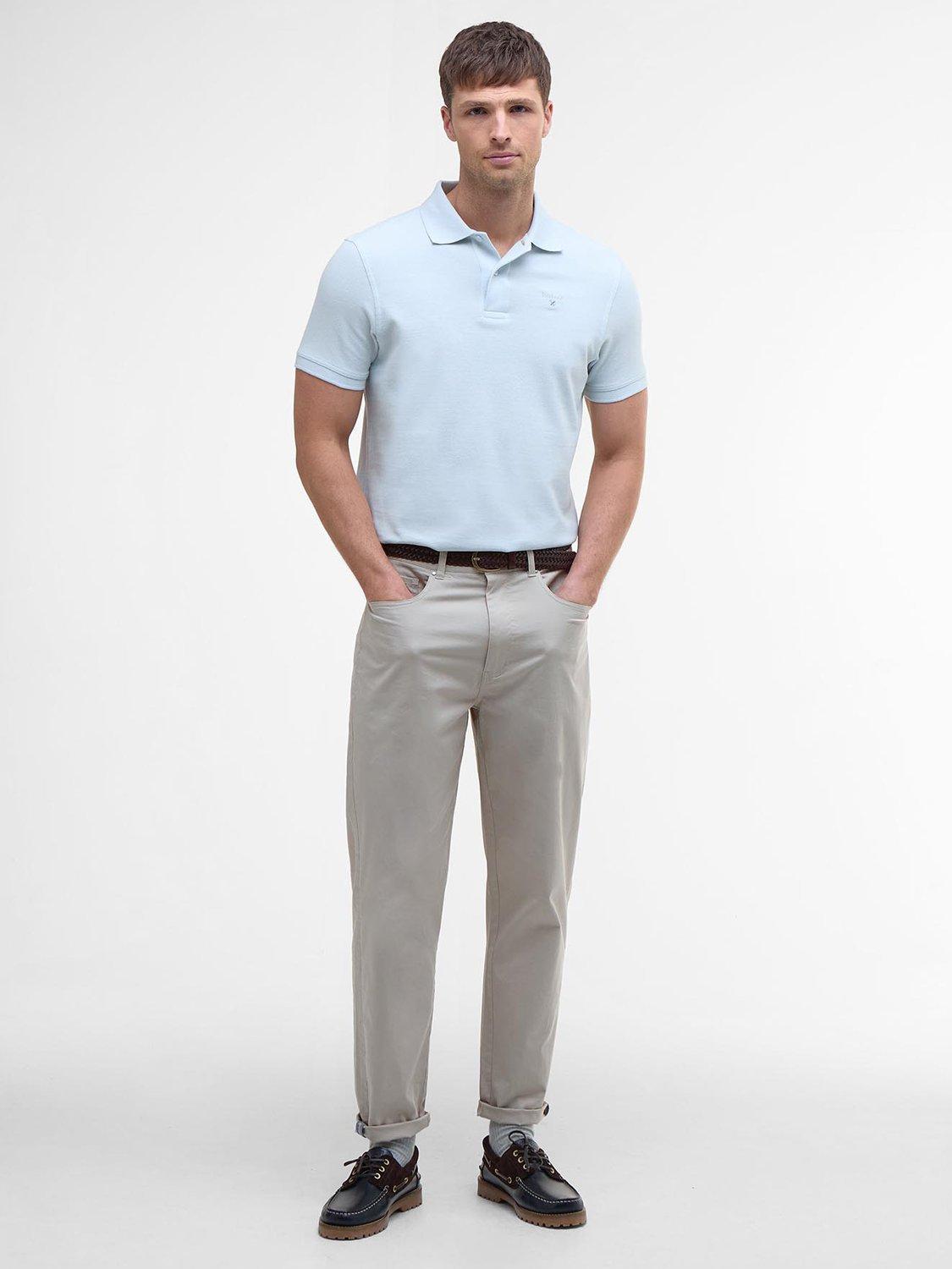 Product image 3 of 6, which shows Barbour Cotton Regular Fit Short Sleeve Sports Polo Shirt, Bleached Blue, L