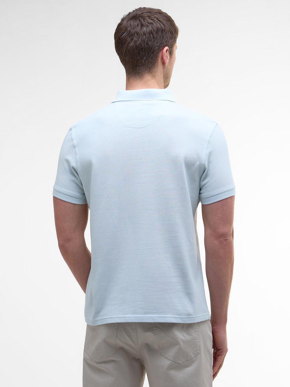 Product image 4 of 6, which shows Barbour Cotton Regular Fit Short Sleeve Sports Polo Shirt, Bleached Blue, L