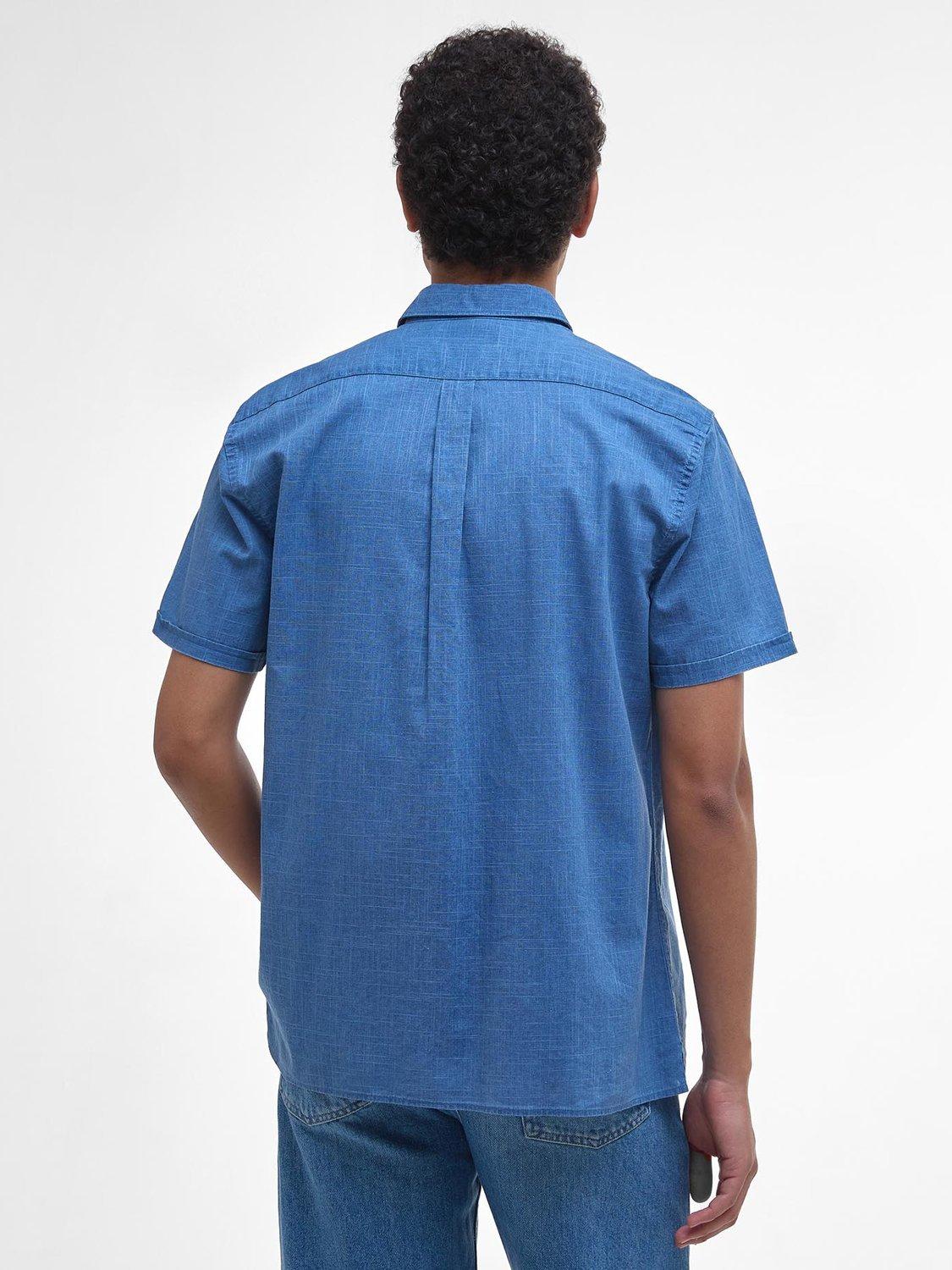 Product image 2 of 6, which shows Barbour Regular Fit Pigment Sye Slub Short-Sleeved Shirt, Dark Denim, L