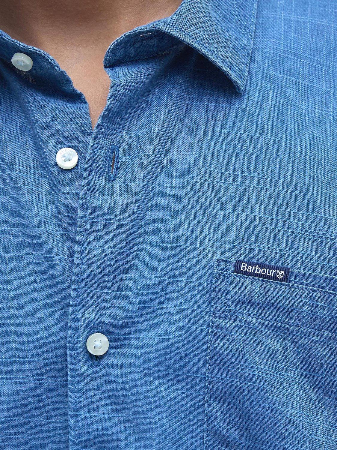 Product image 6 of 6, which shows Barbour Regular Fit Pigment Sye Slub Short-Sleeved Shirt, Dark Denim, L