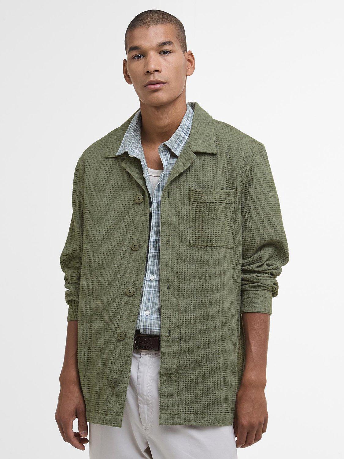 Product image 1 of 6, which shows Barbour Sandwood Waffle Overshirt, Light Moss, S