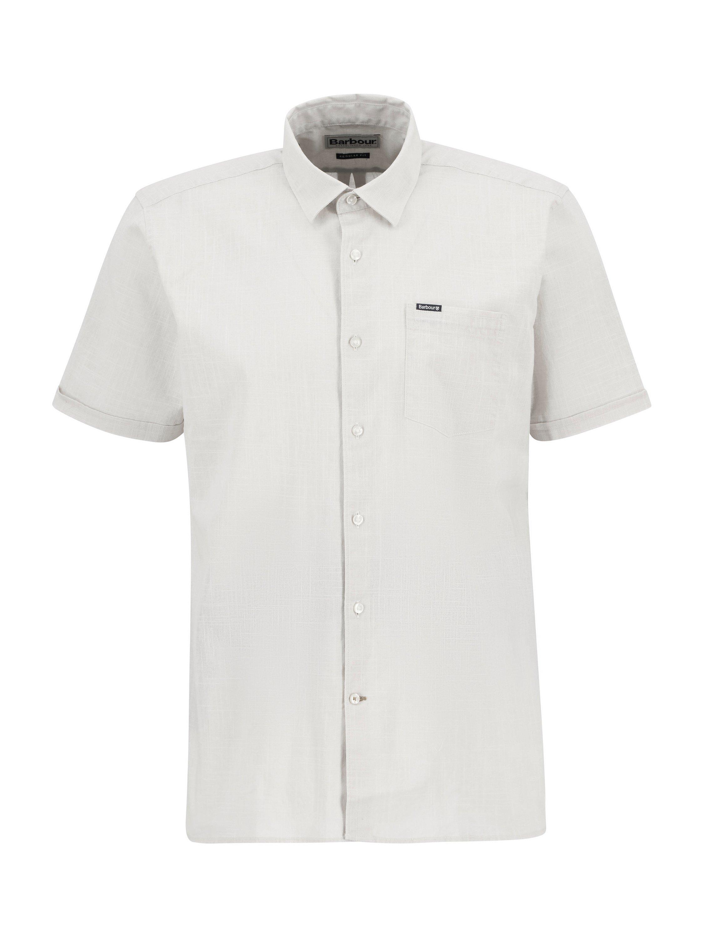 Product image 4 of 7, which shows Barbour Regular Fit Pigment Sye Slub Short-Sleeved Shirt, Oatmeal, S