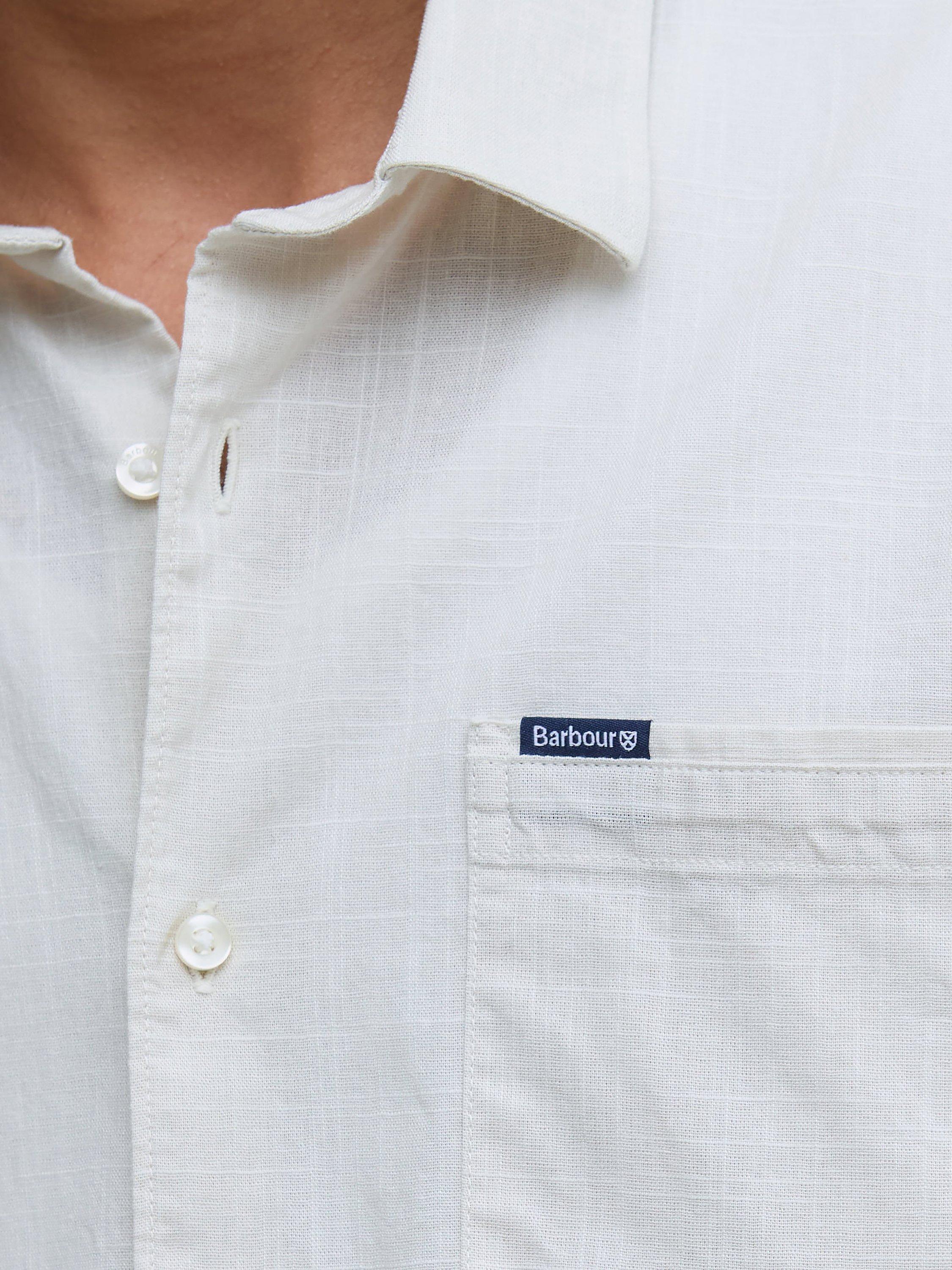 Product image 7 of 7, which shows Barbour Regular Fit Pigment Sye Slub Short-Sleeved Shirt, Oatmeal, S