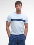 Barbour Braeside Cotton Regular Fit Short Sleeve Colour Block T-Shirt, Bleached Blue