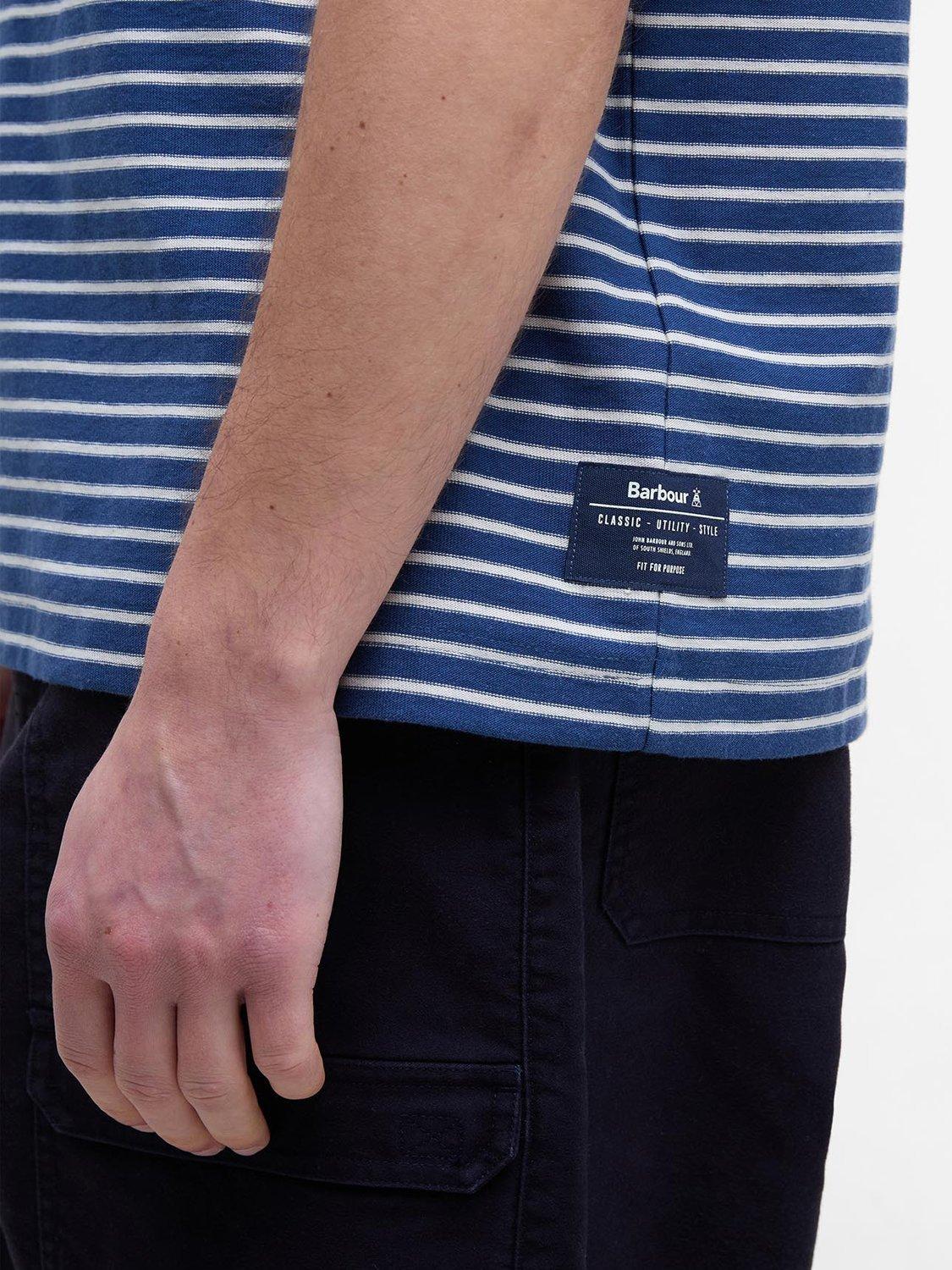 Product image 6 of 6, which shows Barbour Frensham Cotton Regular Fit Short Sleeve Stripe T-Shirt, Navy, L