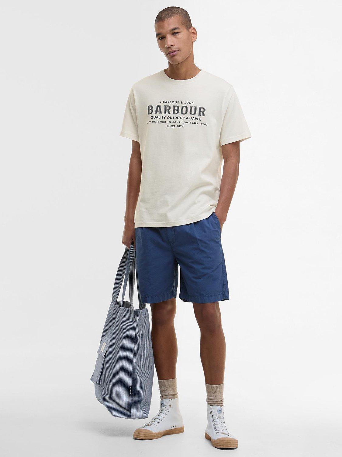 Product image 3 of 5, which shows Barbour Moorside Cotton Regular Fit Short Sleeve Logo T-Shirt, Whisper White, L