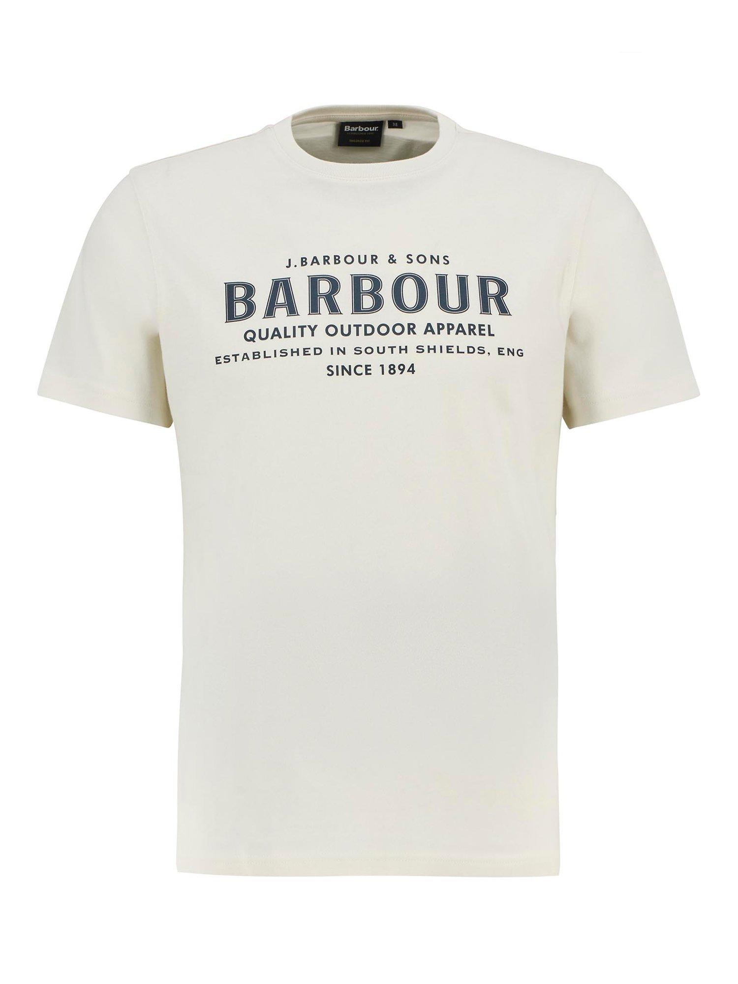 Product image 4 of 5, which shows Barbour Moorside Cotton Regular Fit Short Sleeve Logo T-Shirt, Whisper White, L