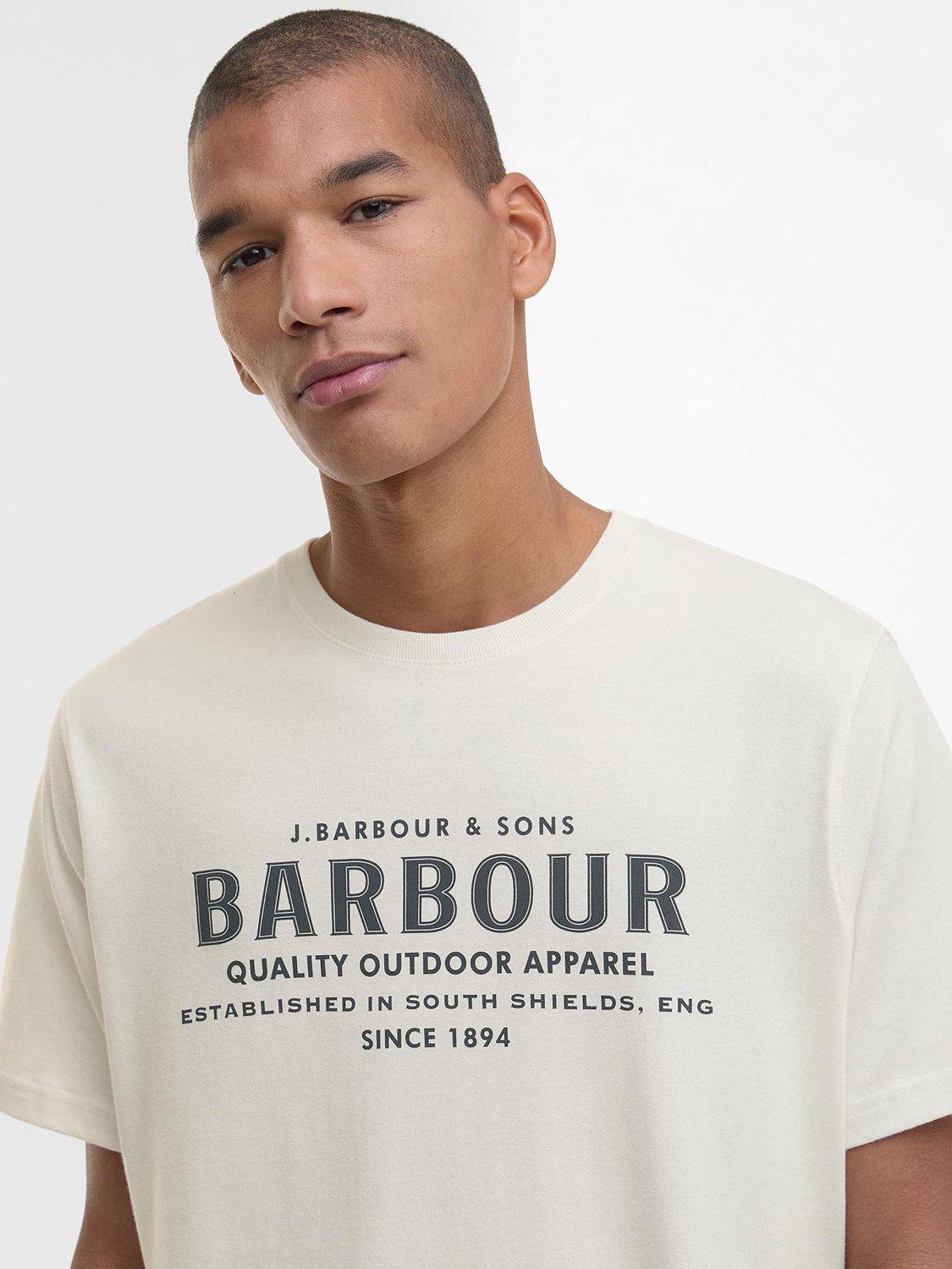 Product image 5 of 5, which shows Barbour Moorside Cotton Regular Fit Short Sleeve Logo T-Shirt, Whisper White, L
