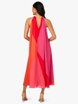 Adrianna Papell Trapeze Block Pattern Chiffon Dress, Red/Multi - view 2, Red/Multi