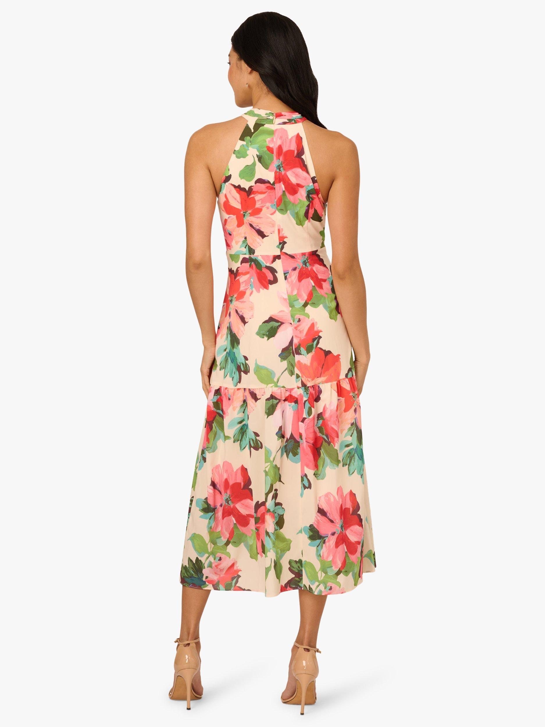 Product image 2 of 6, which shows Adrianna Papell Halter Flounce Midi Dress, Blush Multi, 6