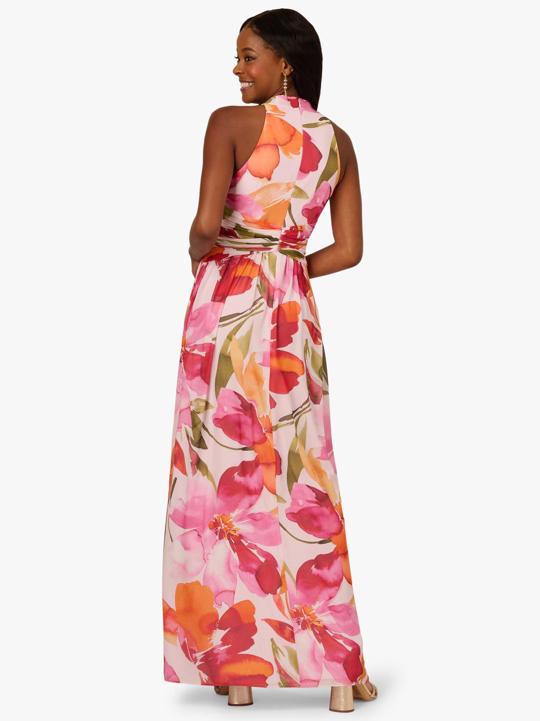Adrianna Papell Floral Ring Accent Chiffon Gown