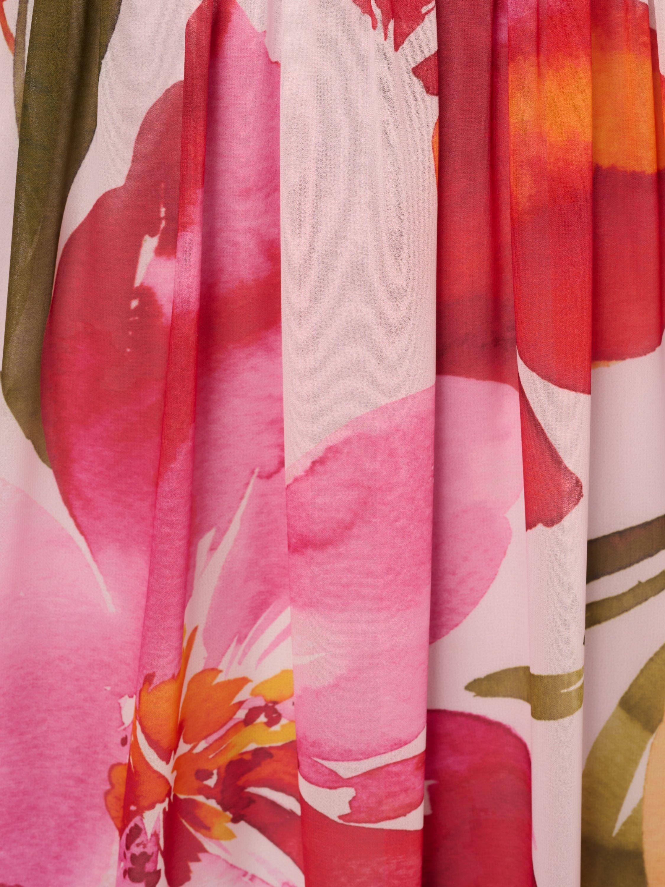Product image 6 of 6, which shows Adrianna Papell Floral Ring Accent Chiffon Gown, Pink/Orange Multi, 6