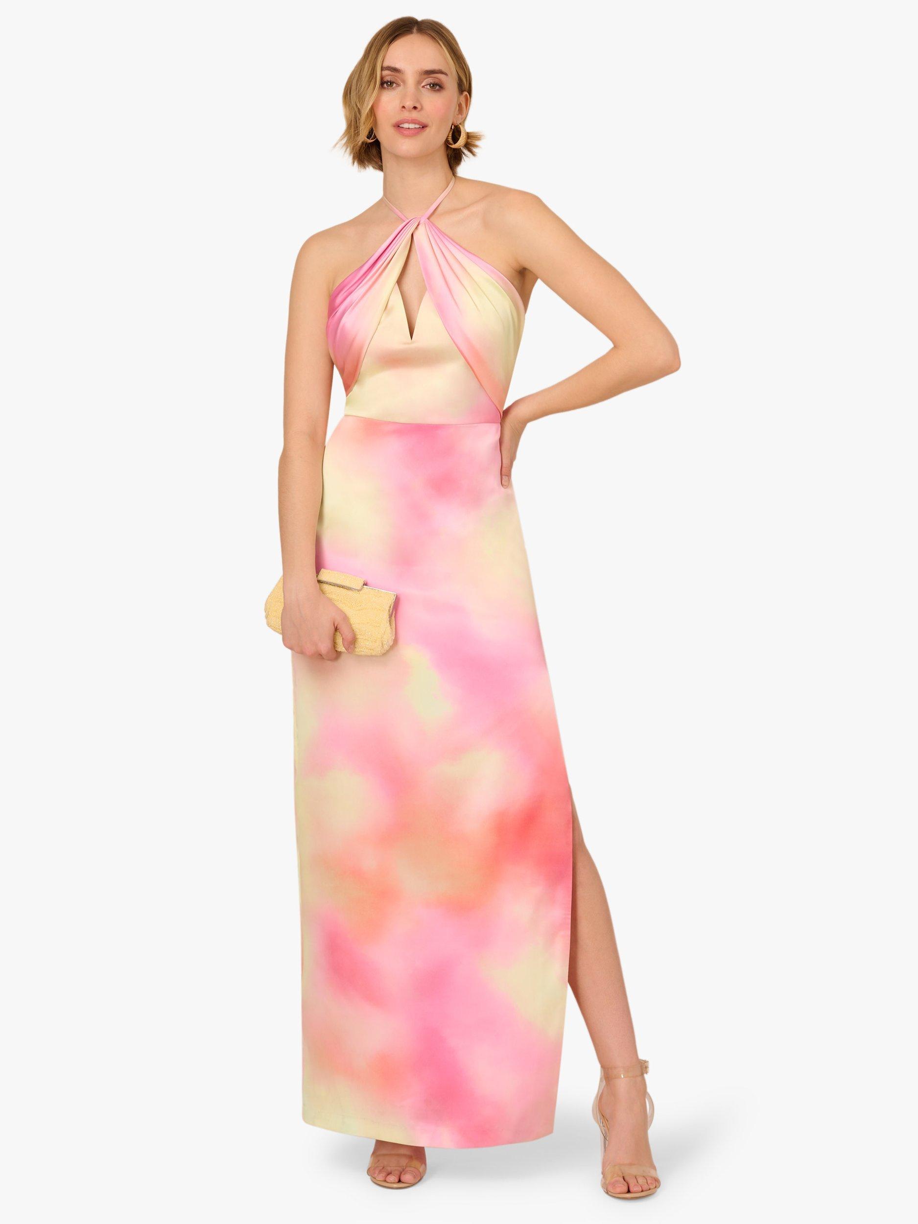 Product image 3 of 6, which shows Adrianna Papell Adrianna by Adrianna Papell Watercolour Sateen Dress, Pink/Multi, 6