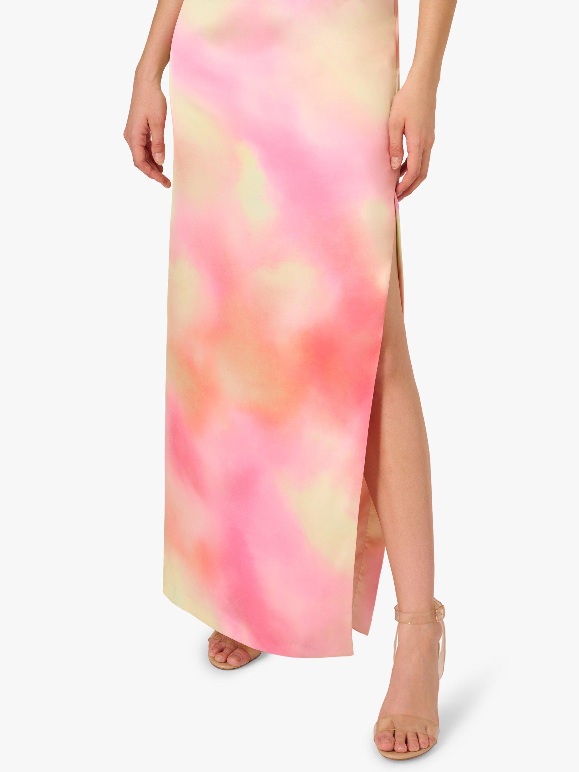 Product image 5 of 6, which shows Adrianna Papell Adrianna by Adrianna Papell Watercolour Sateen Dress, Pink/Multi, 6