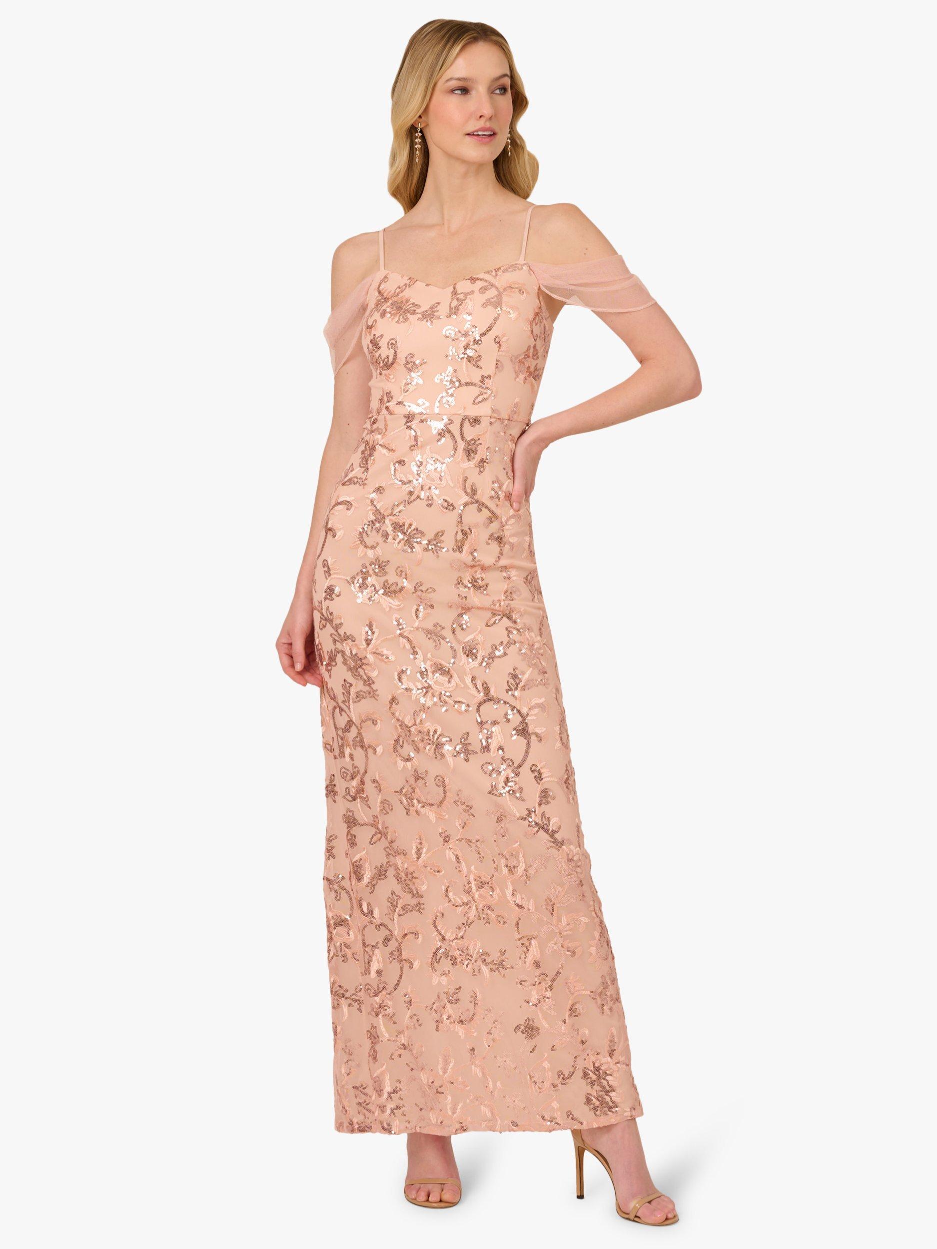 Product image 1 of 6, which shows Adrianna Papell Papell Studio Sequin Maxi Dress, Rose Gold, 6
