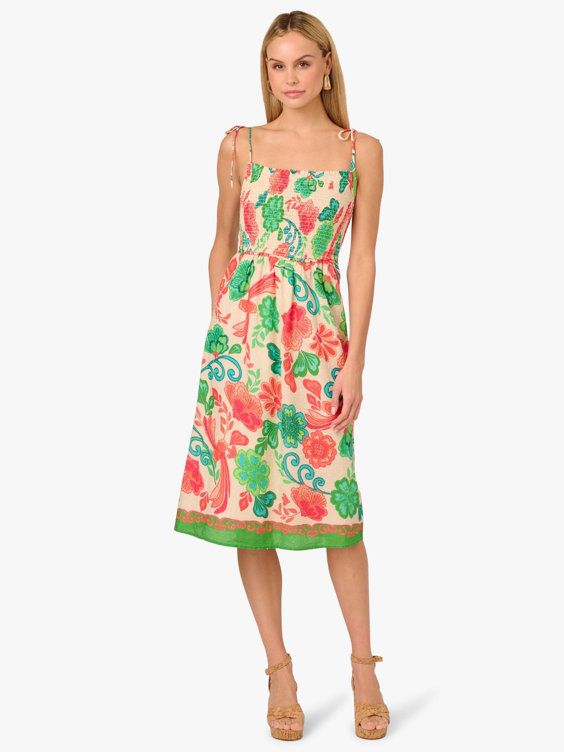Product image 1 of 6, which shows Adrianna by Adrianna Papell Smock Floral Print Cotton Sundress, Ivory/Multi, 6